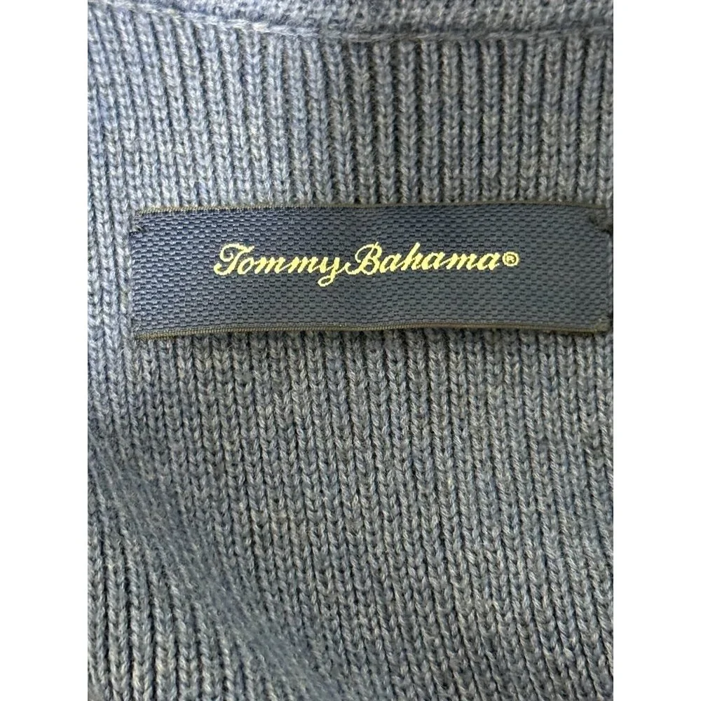 Tommy Bahama Mens Blue Full-Zip Cable Knit Cardigan Sweater Size L Cotton Blend - Picture 4 of 7